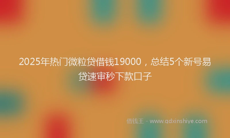 2025年热门微粒贷借钱19000，总结5个新号易贷速审秒下款口子
