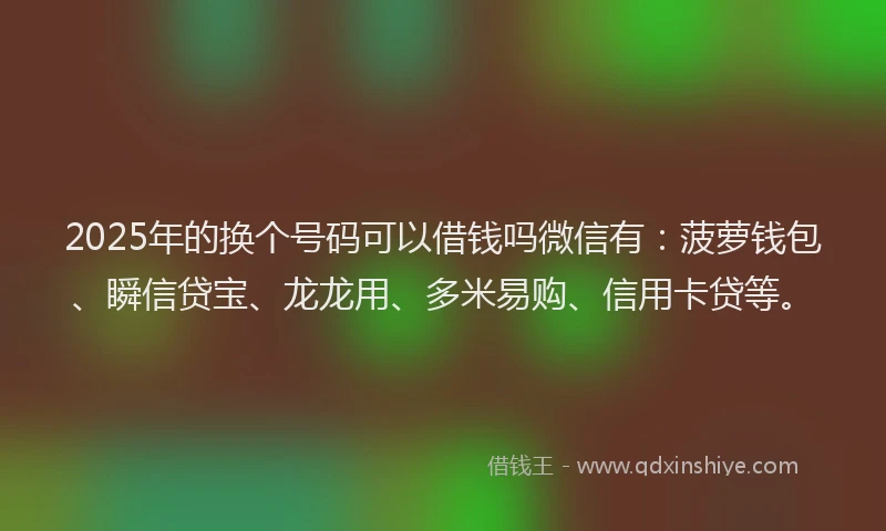 2025年的换个号码可以借钱吗微信有：菠萝钱包、瞬信贷宝、龙龙用、多米易购、信用卡贷等。