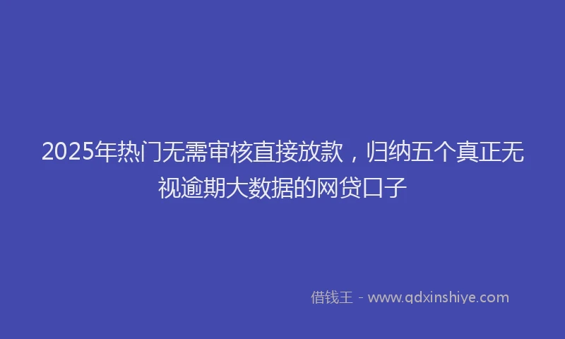 2025年热门无需审核直接放款，归纳五个真正无视逾期大数据的网贷口子