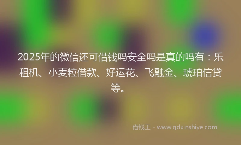 2025年的微信还可借钱吗安全吗是真的吗有：乐租机、小麦粒借款、好运花、飞融金、琥珀信贷等。