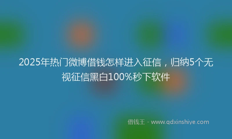 2025年热门微博借钱怎样进入征信，归纳5个无视征信黑白100%秒下软件