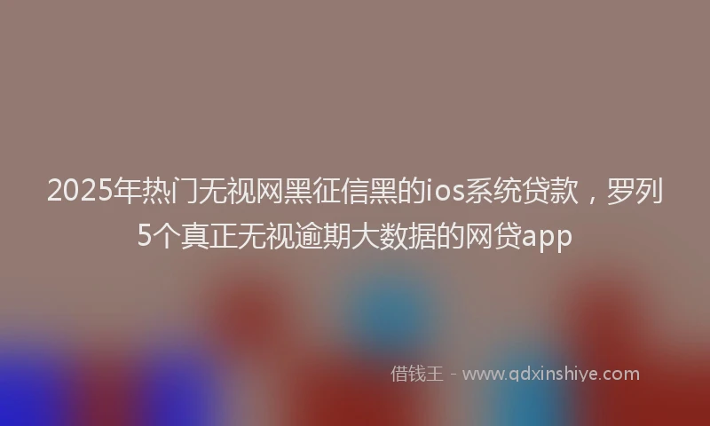 2025年热门无视网黑征信黑的ios系统贷款，罗列5个真正无视逾期大数据的网贷app