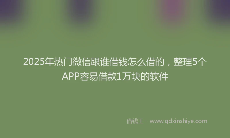 2025年热门微信跟谁借钱怎么借的，整理5个APP容易借款1万块的软件