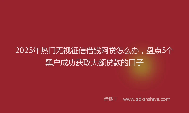 2025年热门无视征信借钱网贷怎么办，盘点5个黑户成功获取大额贷款的口子