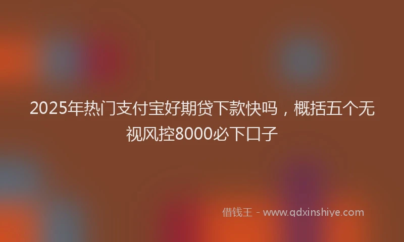 2025年热门支付宝好期贷下款快吗，概括五个无视风控8000必下口子