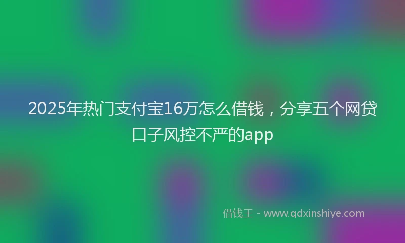 2025年热门支付宝16万怎么借钱，分享五个网贷口子风控不严的app
