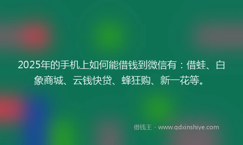 2025年的手机上如何能借钱到微信有：借蛙、白象商城、云钱快贷、蜂狂购、新一花等。