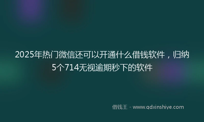 2025年热门微信还可以开通什么借钱软件，归纳5个714无视逾期秒下的软件