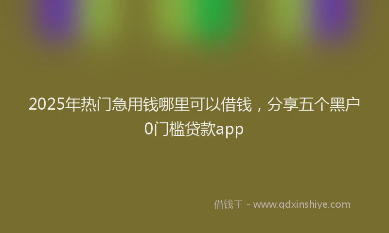 2025年热门急用钱哪里可以借钱，分享五个黑户0门槛贷款app