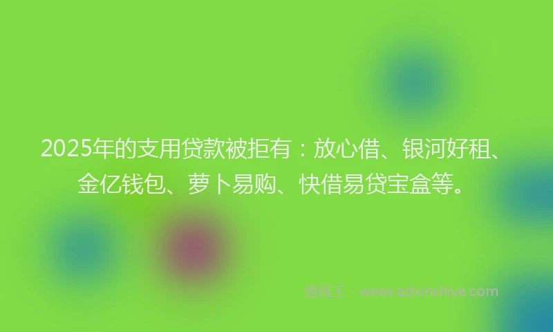 2025年的支用贷款被拒有：放心借、银河好租、金亿钱包、萝卜易购、快借易贷宝盒等。
