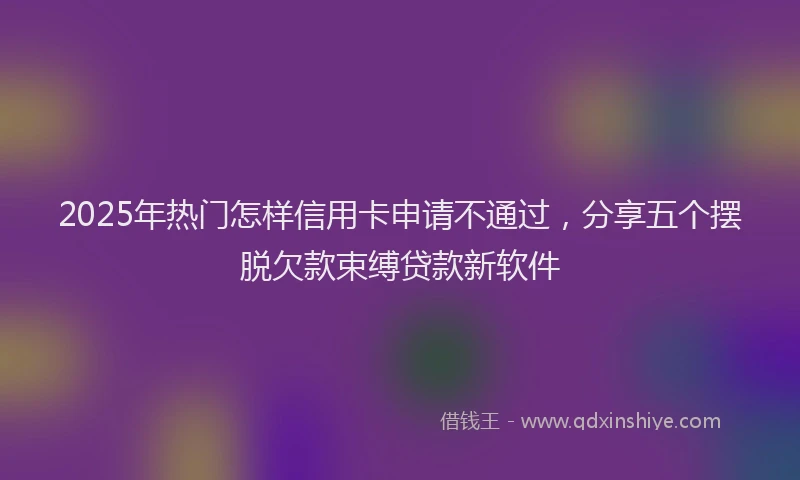 2025年热门怎样信用卡申请不通过，分享五个摆脱欠款束缚贷款新软件
