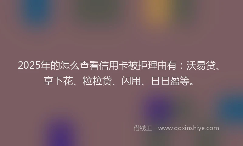 2025年的怎么查看信用卡被拒理由有：沃易贷、享下花、粒粒贷、闪用、日日盈等。