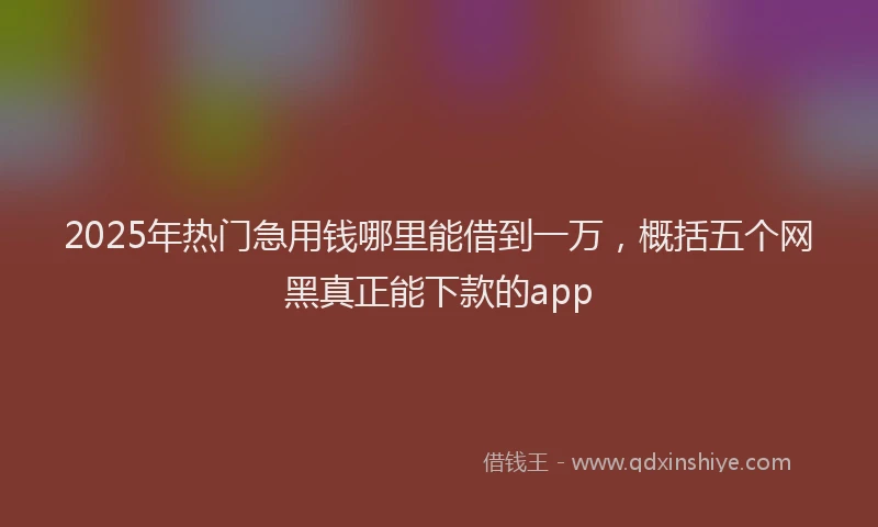 2025年热门急用钱哪里能借到一万，概括五个网黑真正能下款的app