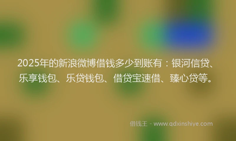 2025年的新浪微博借钱多少到账有：银河信贷、乐享钱包、乐贷钱包、借贷宝速借、臻心贷等。