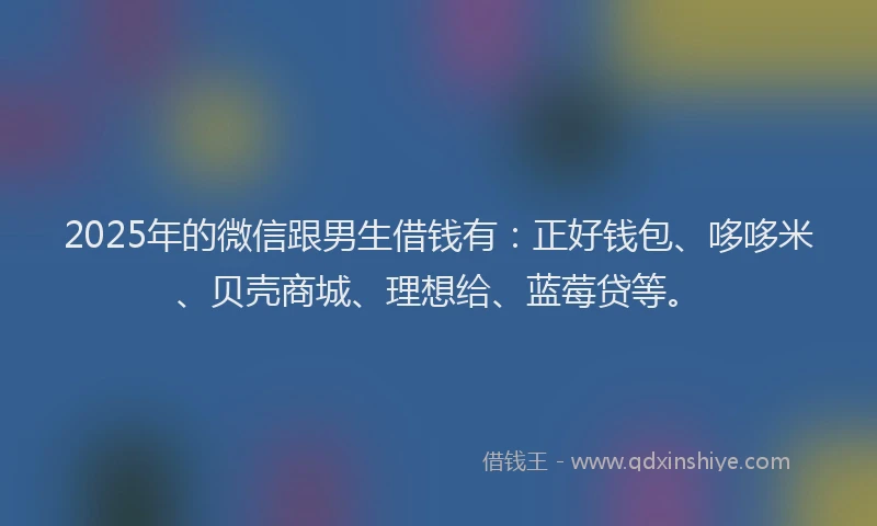 2025年的微信跟男生借钱有：正好钱包、哆哆米、贝壳商城、理想给、蓝莓贷等。