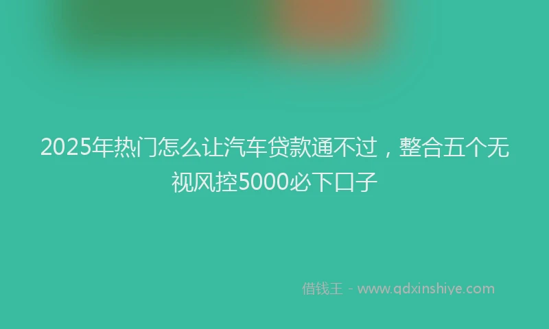 2025年热门怎么让汽车贷款通不过，整合五个无视风控5000必下口子