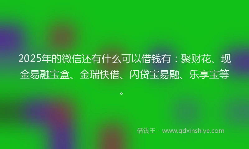 2025年的微信还有什么可以借钱有：聚财花、现金易融宝盒、金瑞快借、闪贷宝易融、乐享宝等。