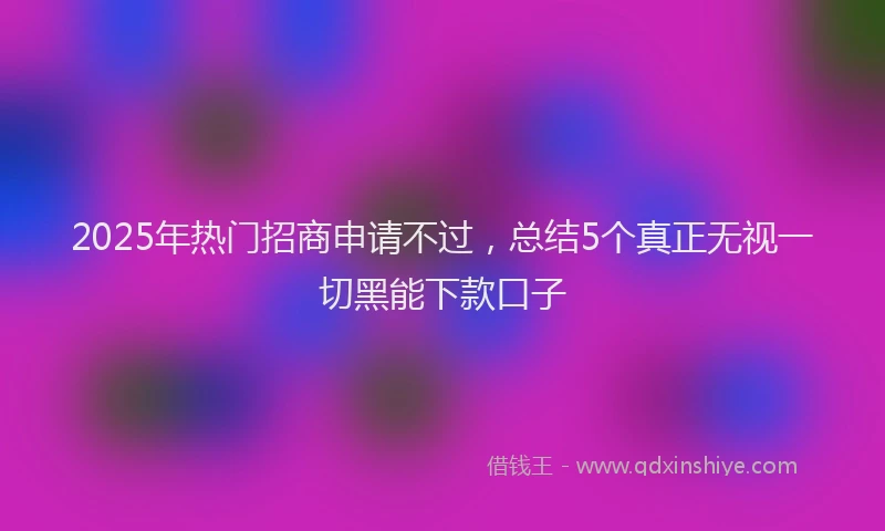 2025年热门招商申请不过，总结5个真正无视一切黑能下款口子