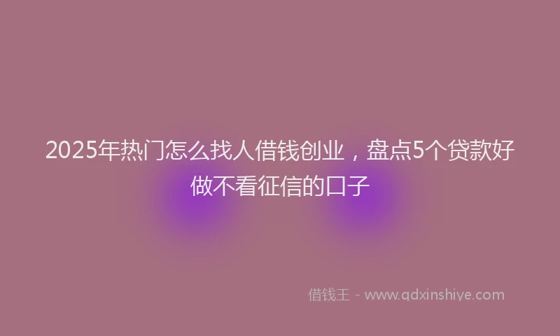 2025年热门怎么找人借钱创业，盘点5个贷款好做不看征信的口子