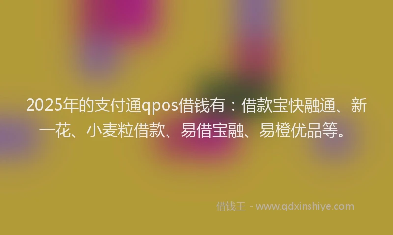 2025年的支付通qpos借钱有：借款宝快融通、新一花、小麦粒借款、易借宝融、易橙优品等。