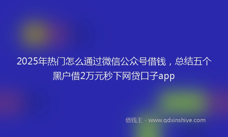 2025年热门怎么通过微信公众号借钱，总结五个黑户借2万元秒下网贷口子app