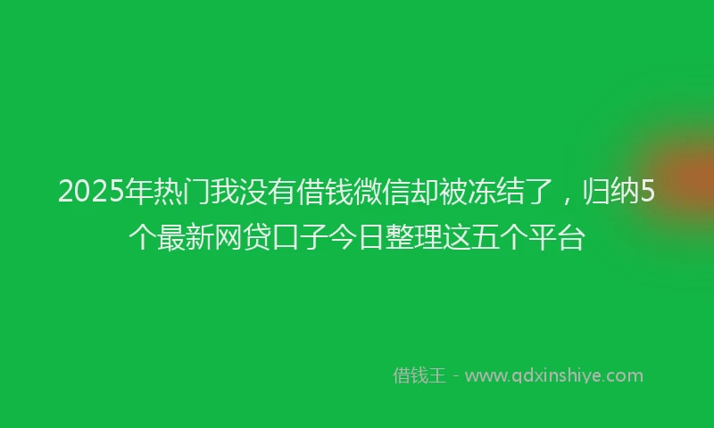 2025年热门我没有借钱微信却被冻结了，归纳5个最新网贷口子今日整理这五个平台