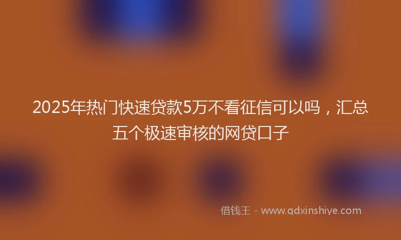 2025年热门快速贷款5万不看征信可以吗，汇总五个极速审核的网贷口子