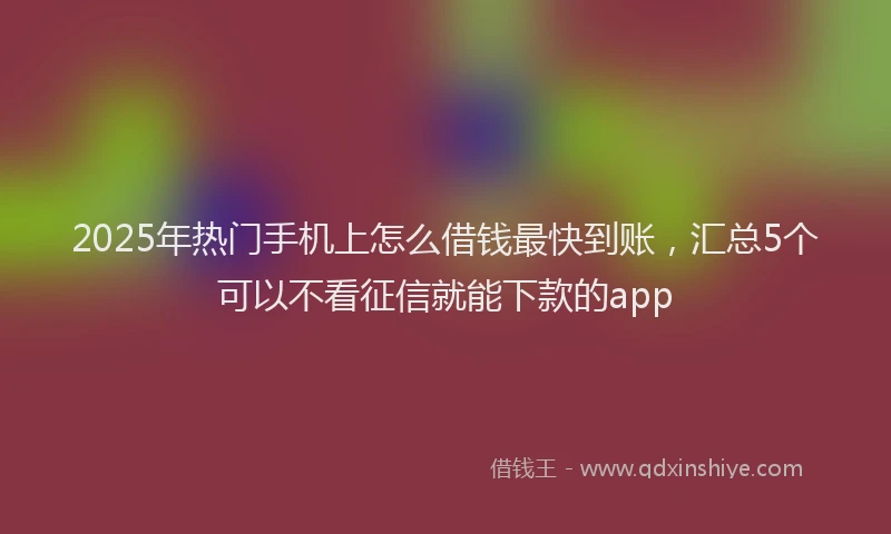 2025年热门手机上怎么借钱最快到账，汇总5个可以不看征信就能下款的app