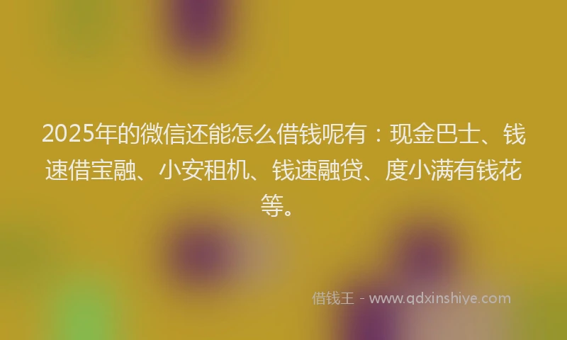2025年的微信还能怎么借钱呢有：现金巴士、钱速借宝融、小安租机、钱速融贷、度小满有钱花等。