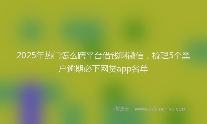 2025年热门怎么跨平台借钱啊微信，梳理5个黑户逾期必下网贷app名单