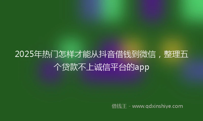 2025年热门怎样才能从抖音借钱到微信，整理五个贷款不上诚信平台的app