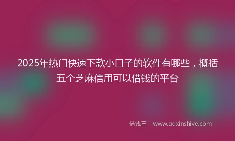 2025年热门快速下款小口子的软件有哪些，概括五个芝麻信用可以借钱的平台