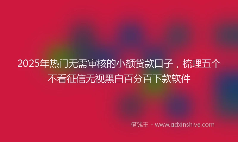 2025年热门无需审核的小额贷款口子，梳理五个不看征信无视黑白百分百下款软件