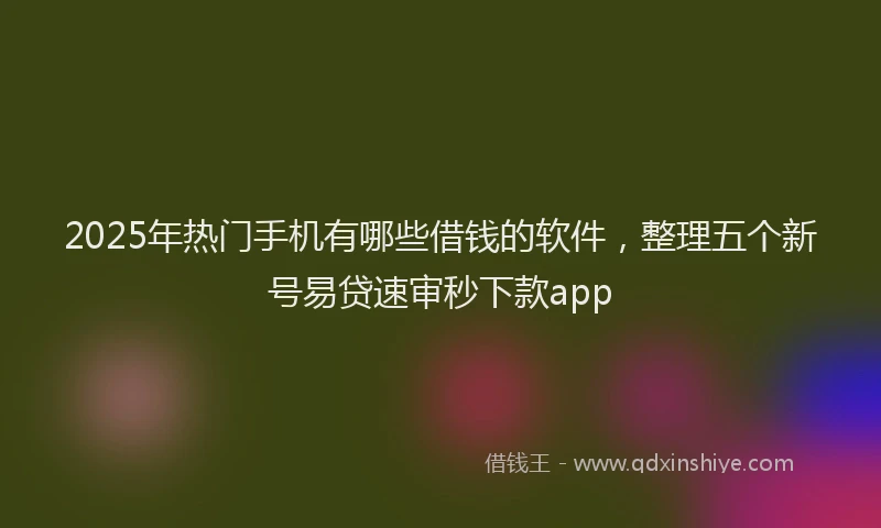2025年热门手机有哪些借钱的软件，整理五个新号易贷速审秒下款app