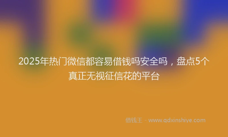 2025年热门微信都容易借钱吗安全吗，盘点5个真正无视征信花的平台