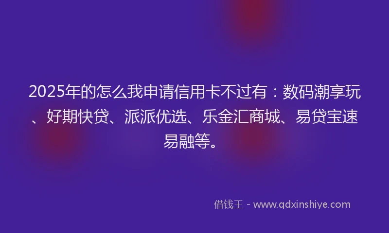 2025年的怎么我申请信用卡不过有：数码潮享玩、好期快贷、派派优选、乐金汇商城、易贷宝速易融等。