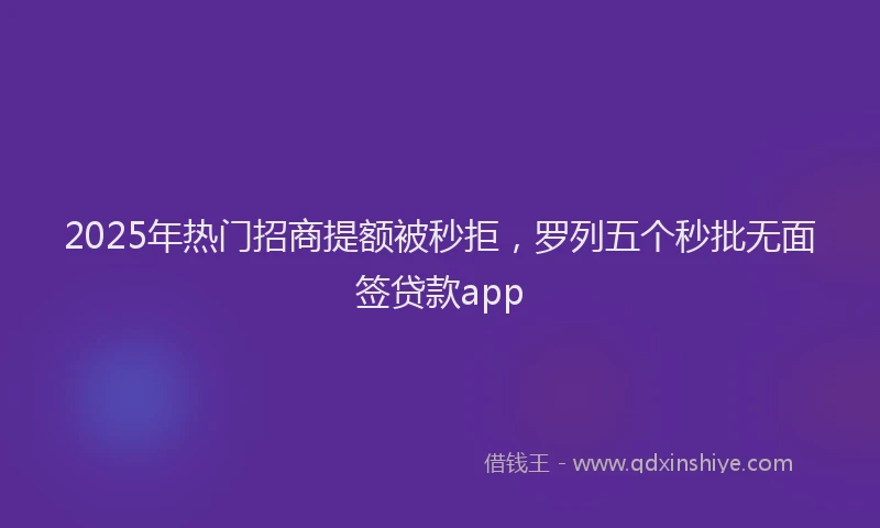 2025年热门招商提额被秒拒，罗列五个秒批无面签贷款app
