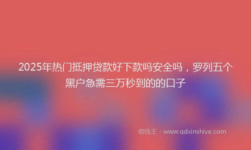 2025年热门抵押贷款好下款吗安全吗，罗列五个黑户急需三万秒到的的口子