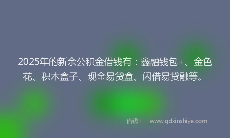 2025年的新余公积金借钱有：鑫融钱包+、金色花、积木盒子、现金易贷盒、闪借易贷融等。