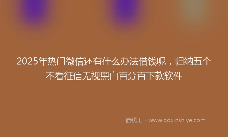 2025年热门微信还有什么办法借钱呢，归纳五个不看征信无视黑白百分百下款软件