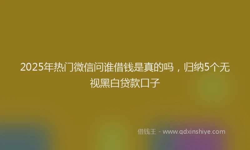2025年热门微信问谁借钱是真的吗，归纳5个无视黑白贷款口子