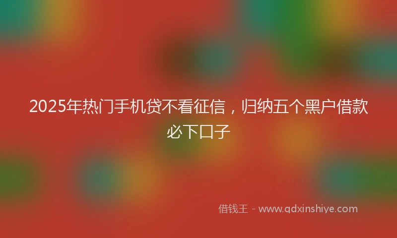 2025年热门手机贷不看征信，归纳五个黑户借款必下口子