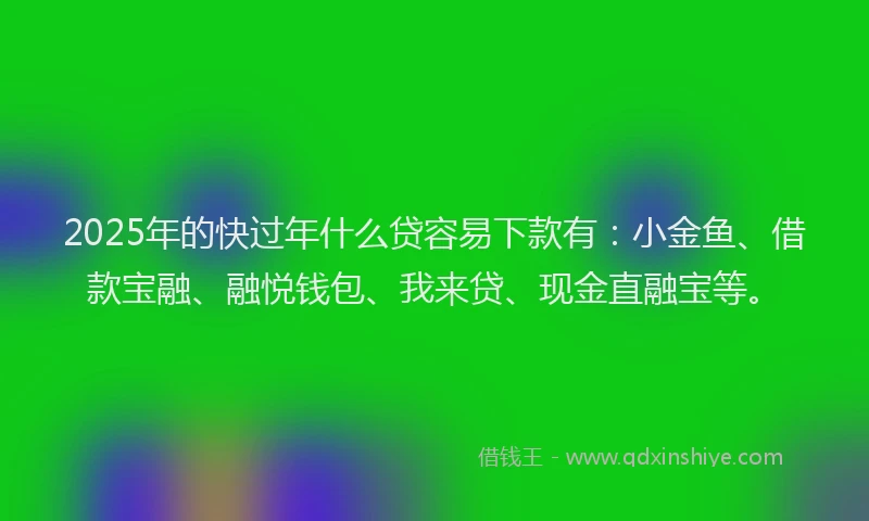 2025年的快过年什么贷容易下款有：小金鱼、借款宝融、融悦钱包、我来贷、现金直融宝等。