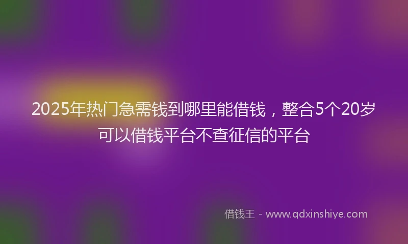 2025年热门急需钱到哪里能借钱，整合5个20岁可以借钱平台不查征信的平台