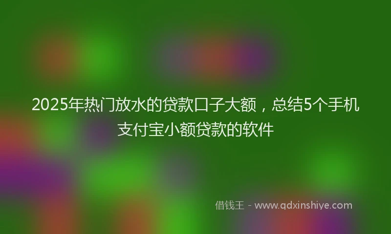 2025年热门放水的贷款口子大额，总结5个手机支付宝小额贷款的软件