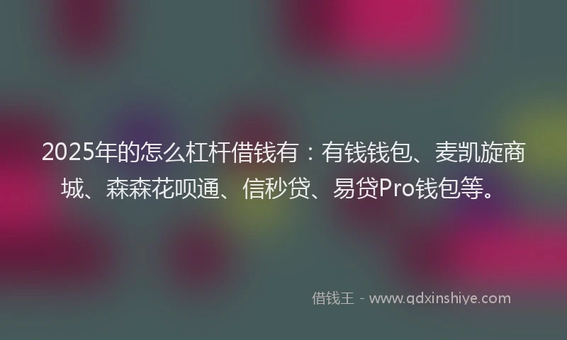 2025年的怎么杠杆借钱有：有钱钱包、麦凯旋商城、森森花呗通、信秒贷、易贷Pro钱包等。