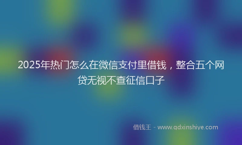2025年热门怎么在微信支付里借钱，整合五个网贷无视不查征信口子