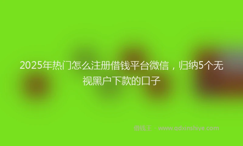 2025年热门怎么注册借钱平台微信，归纳5个无视黑户下款的口子