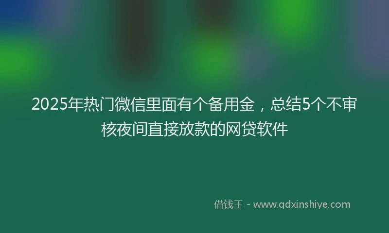 2025年热门微信里面有个备用金，总结5个不审核夜间直接放款的网贷软件