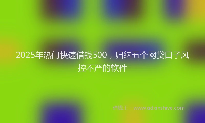 2025年热门快速借钱500，归纳五个网贷口子风控不严的软件